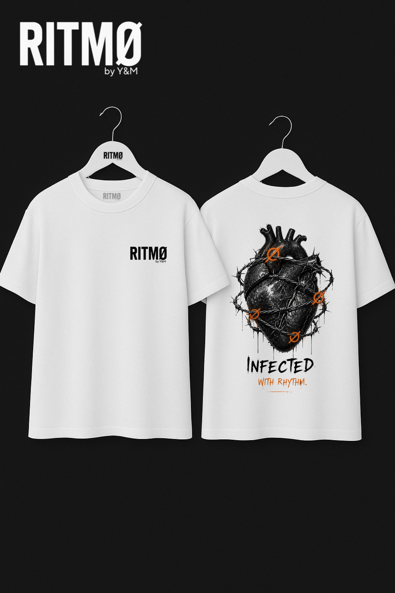 “INFECTED WITH RHYTHM.” Heart Tee – RITMØ by Y&M
